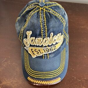 Vintage Blue Cap with Yellow Embroidery